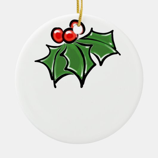 Holly-Blätter, Holly-Beeren, lustige botanische Fe Keramik Ornament (Vorne)
