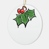 Holly-Blätter, Holly-Beeren, lustige botanische Fe Keramik Ornament (Links)
