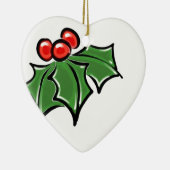 Holly-Blätter, Holly-Beeren, lustige botanische Fe Keramikornament (Rechts)