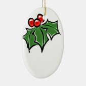 Holly-Blätter, Holly-Beeren, lustige botanische Fe Keramikornament (Rechts)