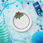 Holly-Blätter, Holly-Beeren, lustige botanische Fe Pappteller (Party)