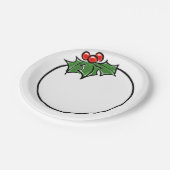 Holly-Blätter, Holly-Beeren, lustige botanische Fe Pappteller (Schrägansicht)