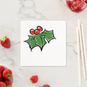 Holly-Blätter, Holly-Beeren, lustige botanische Fe Serviette (Beispiel)