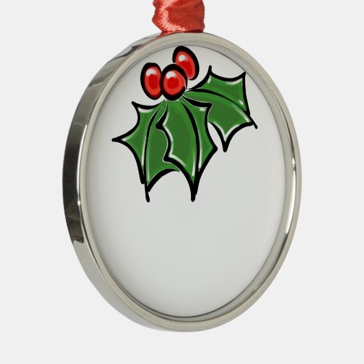Holly-Blätter, Holly-Beeren, lustige botanische Fe Silbernes Ornament (Rechts)