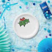 Holly-Blätter, Holly-Beeren, lustige Urlaubsmuster Pappteller (Party)