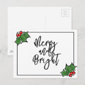 Holly-Blätter, Holly-Beeren, lustige Urlaubsmuster Postkarte (Vorne/Hinten)