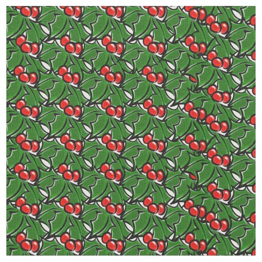 Holly-Blätter, Holly-Beeren, Urlaubsmuster Stoff (Nahaufnahme)