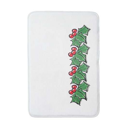 Holly-Blätter, Holly-Beeren, Weihnachtskranz Badematte (Vorderseite Vertikal)
