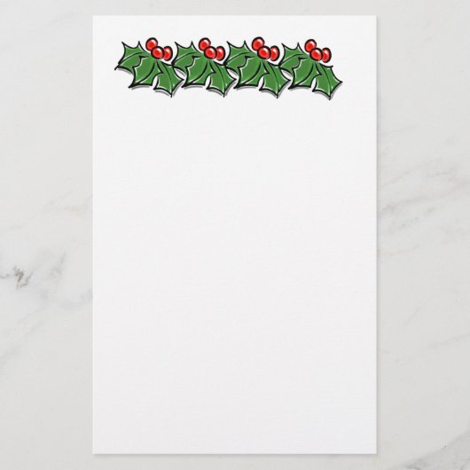 Holly-Blätter, Holly-Beeren, Weihnachtskranz Briefpapier (Vorderseite)