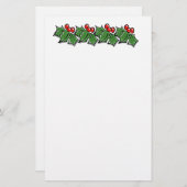 Holly-Blätter, Holly-Beeren, Weihnachtskranz Briefpapier (Vorne/Hinten)