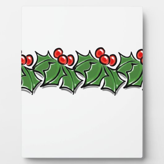 Holly-Blätter, Holly-Beeren, Weihnachtskranz Fotoplatte (Vorderseite)