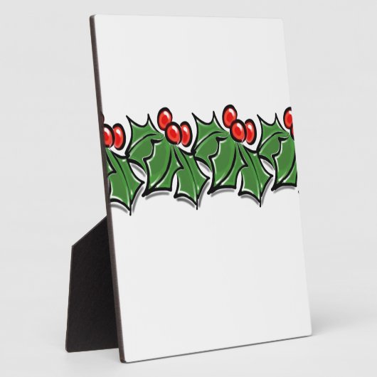 Holly-Blätter, Holly-Beeren, Weihnachtskranz Fotoplatte (Seite)
