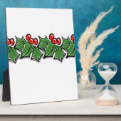 Holly-Blätter, Holly-Beeren, Weihnachtskranz Fotoplatte (Seite)