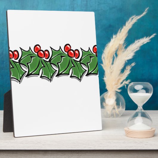 Holly-Blätter, Holly-Beeren, Weihnachtskranz Fotoplatte (Seite)