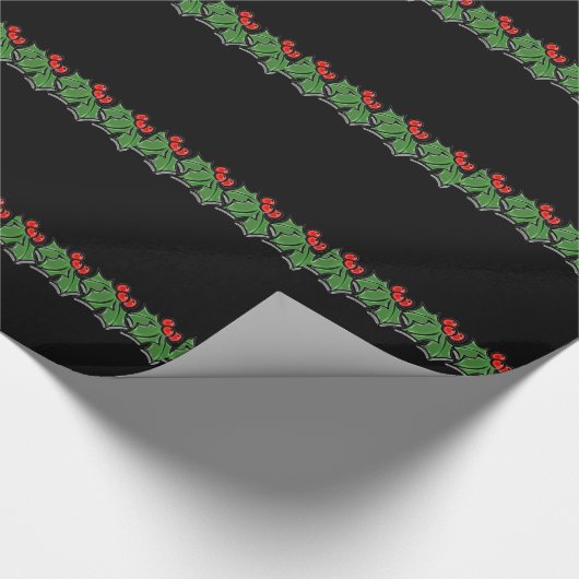 Holly-Blätter, Holly-Beeren, Weihnachtskranz Geschenkpapier (Ecke)