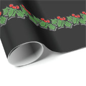 Holly-Blätter, Holly-Beeren, Weihnachtskranz Geschenkpapier (Rolleneckpunkt)