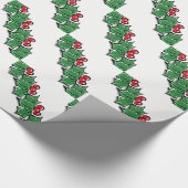 Holly-Blätter, Holly-Beeren, Weihnachtskranz Geschenkpapier (Ecke)
