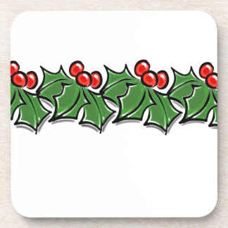 Holly-Blätter, Holly-Beeren, Weihnachtskranz Getränkeuntersetzer