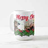 Holly-Blätter, Holly-Beeren, Weihnachtskranz Kaffeetasse (Vorderseite Links)