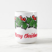 Holly-Blätter, Holly-Beeren, Weihnachtskranz Kaffeetasse (Mittel)