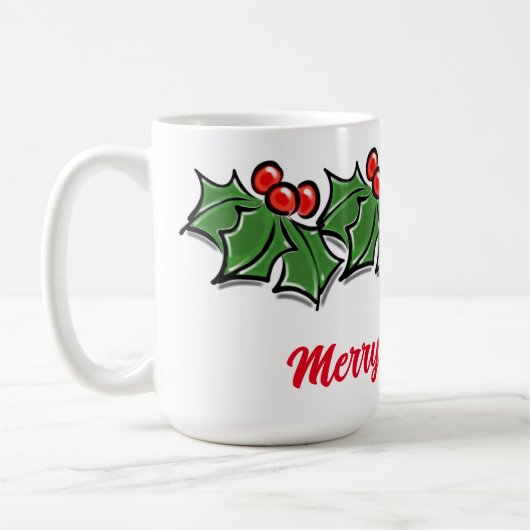 Holly-Blätter, Holly-Beeren, Weihnachtskranz Kaffeetasse (Links)