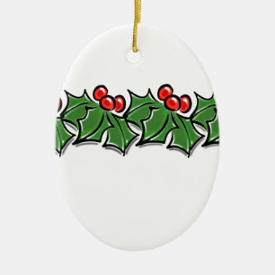 Holly-Blätter, Holly-Beeren, Weihnachtskranz Keramik Ornament
