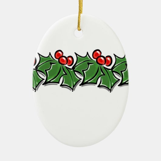 Holly-Blätter, Holly-Beeren, Weihnachtskranz Keramik Ornament (Vorne)