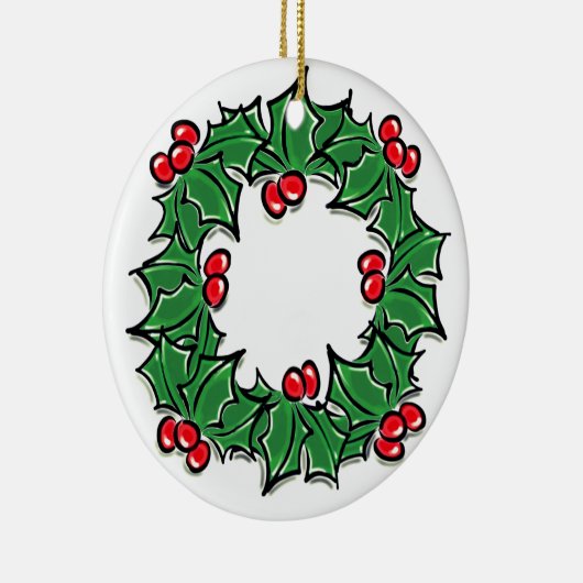 Holly-Blätter, Holly-Beeren, Weihnachtskranz Keramik Ornament (Rechts)
