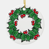 Holly-Blätter, Holly-Beeren, Weihnachtskranz Keramik Ornament (Vorne)