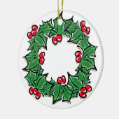 Holly-Blätter, Holly-Beeren, Weihnachtskranz Keramik Ornament (Links)