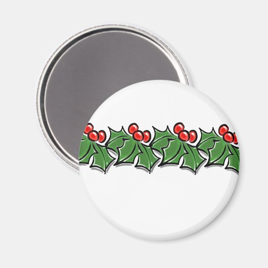 Holly-Blätter, Holly-Beeren, Weihnachtskranz Magnet (Vorderseite/Rückseite)