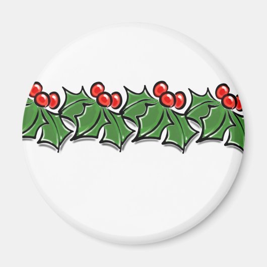 Holly-Blätter, Holly-Beeren, Weihnachtskranz Magnet (Vorne)