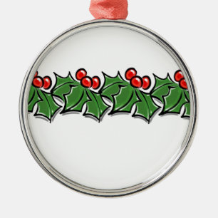 Holly-Blätter, Holly-Beeren, Weihnachtskranz Ornament Aus Metall