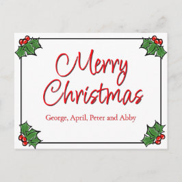 Holly-Blätter, Holly-Beeren, Weihnachtskranz Postkarte