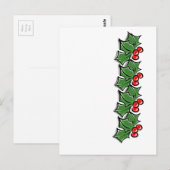 Holly-Blätter, Holly-Beeren, Weihnachtskranz Postkarte (Vorne/Hinten)