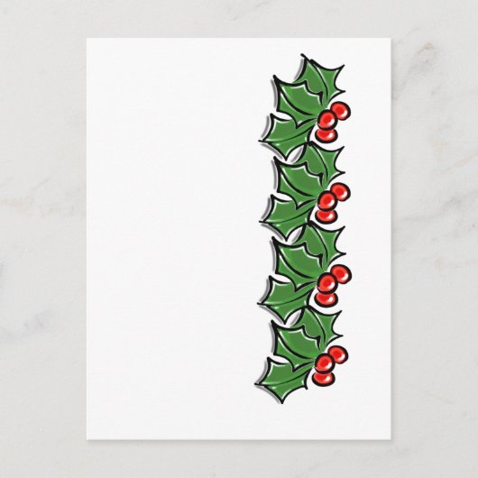 Holly-Blätter, Holly-Beeren, Weihnachtskranz Postkarte (Vorderseite)