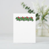 Holly-Blätter, Holly-Beeren, Weihnachtskranz Postkarte (Stehend Vorderseite)