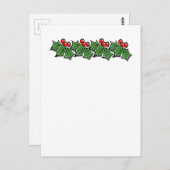 Holly-Blätter, Holly-Beeren, Weihnachtskranz Postkarte (Vorne/Hinten)