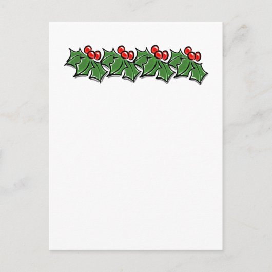 Holly-Blätter, Holly-Beeren, Weihnachtskranz Postkarte (Vorderseite)