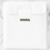 Holly-Blätter, Holly-Beeren, Weihnachtskranz Quadratischer Aufkleber (Tasche)