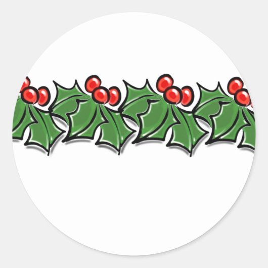 Holly-Blätter, Holly-Beeren, Weihnachtskranz Runder Aufkleber (Vorderseite)