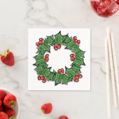 Holly-Blätter, Holly-Beeren, Weihnachtskranz Serviette (Beispiel)