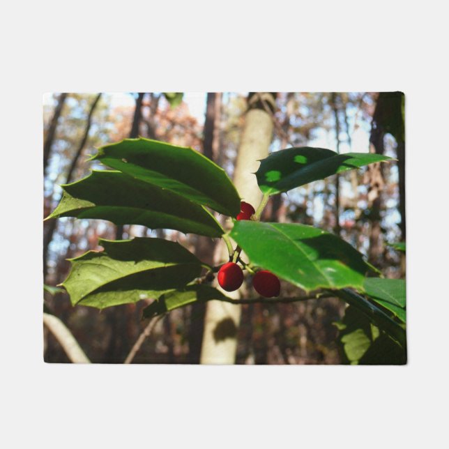 Holly Blätter I Holiday Botanical Fußmatte (Vorderseite)