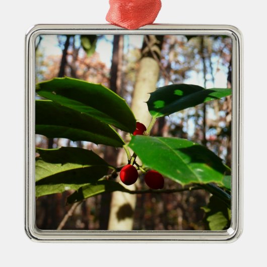 Holly Blätter I Holiday Botanical Ornament Aus Metall (Vorne)
