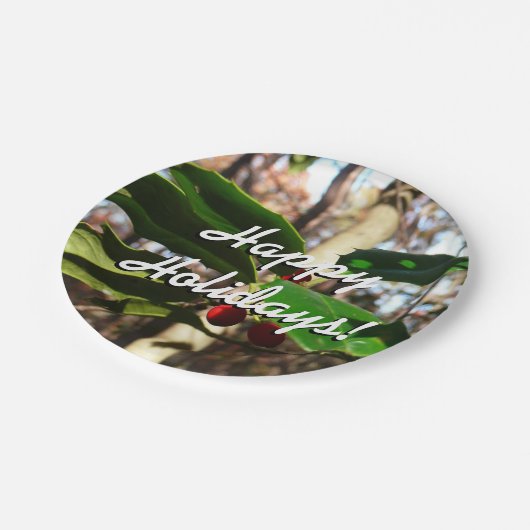 Holly Blätter I Holiday Botanical Pappteller (Schrägansicht)