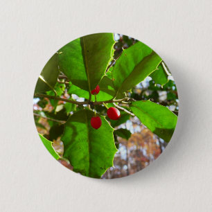 Holly Blätter II Holiday Nature Botanical Button