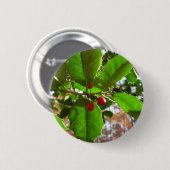 Holly Blätter II Holiday Nature Botanical Button (Vorne & Hinten)