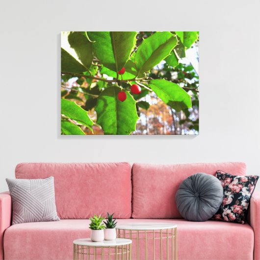 Holly Blätter II Holiday Nature Botanical Leinwanddruck (Insitu (Wohnzimmer))