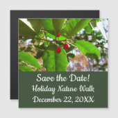 Holly Blätter II Holiday Nature Botanical Magnetkarte (Vorne/Hinten)