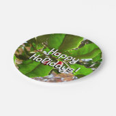 Holly Blätter II Holiday Nature Botanical Pappteller (Schrägansicht)